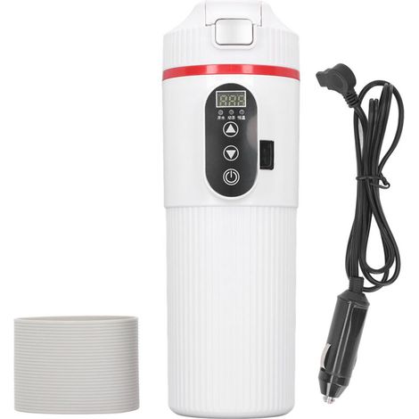 Bollitore elettrico per auto Eosnow da 500 ml, tazza riscaldante in acciaio inossidabile, display intelligente della temperatura, tazza con presa accendisigari, bianco (1/4)