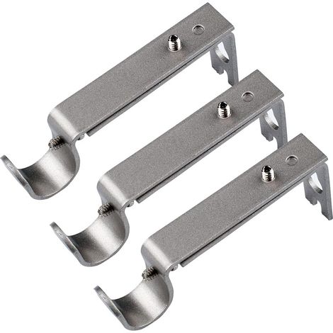 Lot de 3 supports de tringle à rideaux en nickel satiné pour tringle de 1,9 cm, réglables (argent)