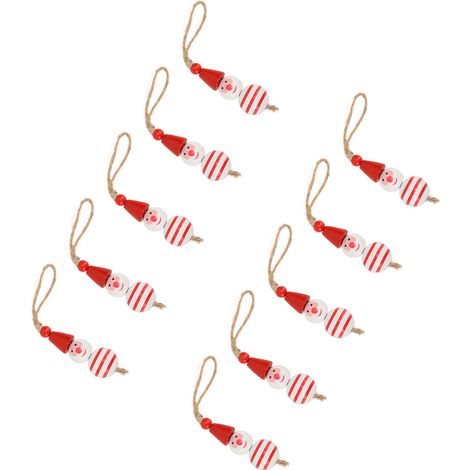 10-teiliges Set bunter Weihnachtsbaum-Schneemann-Anhänger, rote Kugeln (1/5)