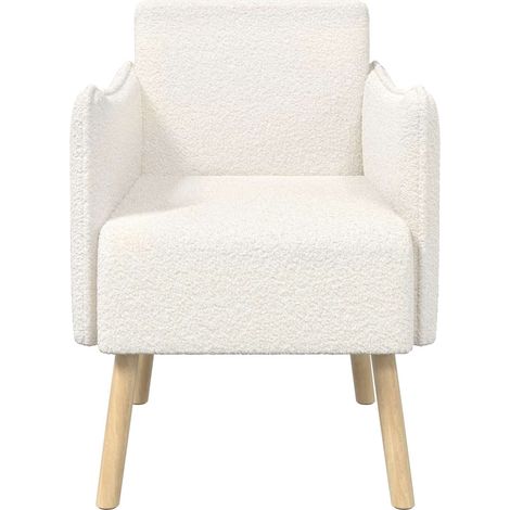 vidaXL Sillón decorativo Crema Bouclé (1/2)