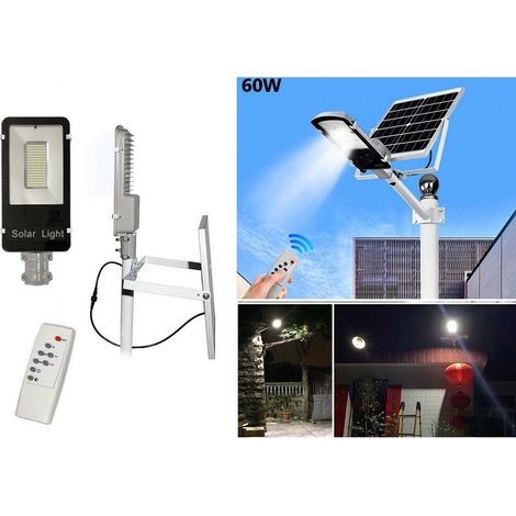 TRADE SHOP - Faro Led Lampione Stradale 60w Luce Fredda Con Pannello Solare E Staffa Fb660 - (1/5)