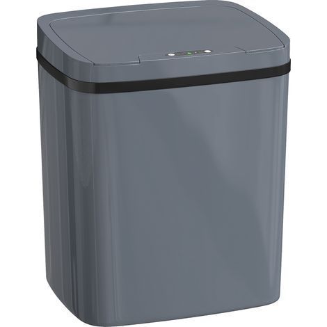 Poubelle intelligente 15L avec capteur automatique, deux modes d'ouverture, pour bureau, cuisine, 27,6 x 21,4 x 33,5 cm, gris (1/5)