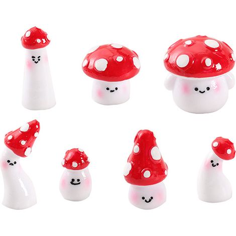 Champignon Miniature - Résine - Pour Jardin Micro Paysage Maison de Poupée Plante en Pot - 7 Pièces (1/5)