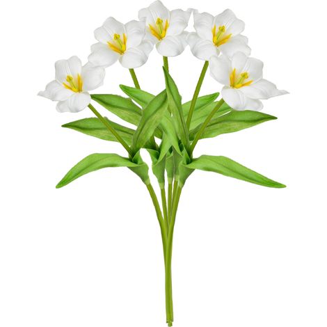 Fleurs Artificielles Tulipes Brownie PU 5pcs Ouvrantes Blanc (1/5)