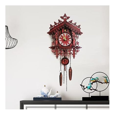 Horloge murale vintage antique - Petite horloge coucou en bois - Horloge paysan décorative - Forêt-Noire - Horloge murale vintage en bois - Cadeau (1/5)