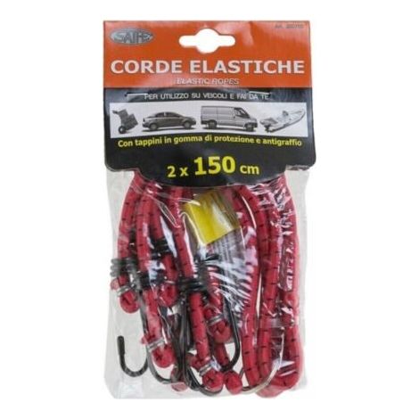 Corda Elastica con ganci plastificati per auto furgoni moto – n. 2 x 150 cm (1/2)