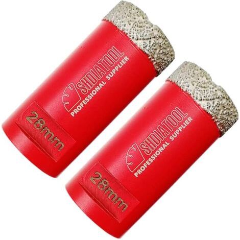 Forets Diamant 2 Pièces 28mm Trépans de Forage avec Filetage M14 pour Perçage à sec en Porcelaine Carrelage Granit Marbre (1/5)