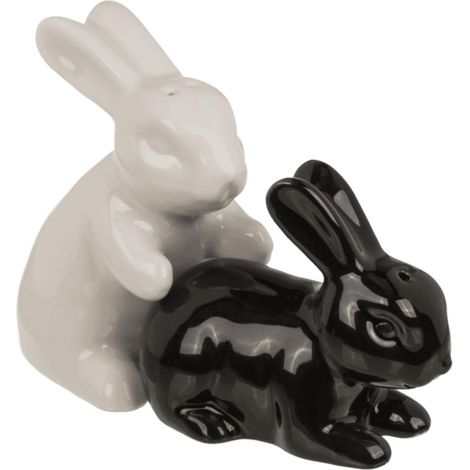 2 - Salière - Poivrière - Design Lapin - Céramique Noir Et Blanc - Pour Table De Cuisine - Cadeau Original