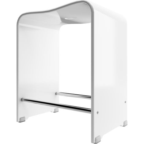 Tabouret ergonomique de salle de bain avec pieds antidérapants, blanc, Schulte, 39 x 27 x 47