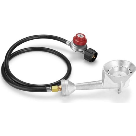Tête de brûleur ronde en fonte haute pression, tête de brûleur au propane avec régulateur de propane haute pression réglable de 4 pieds 20 PSI avec tuyau et raccords en laiton (1/4)