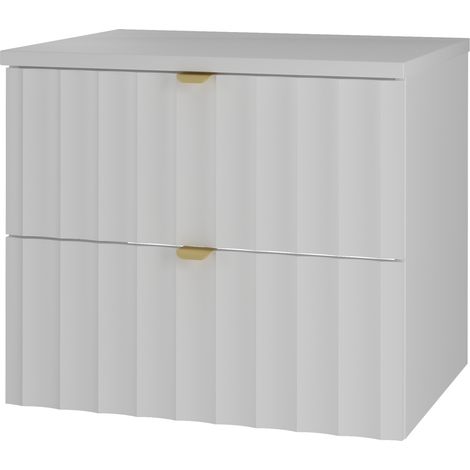 Meuble de salle de bain sous vasque suspendu avec plan ARCOS blanc 60 cm façades rainurées