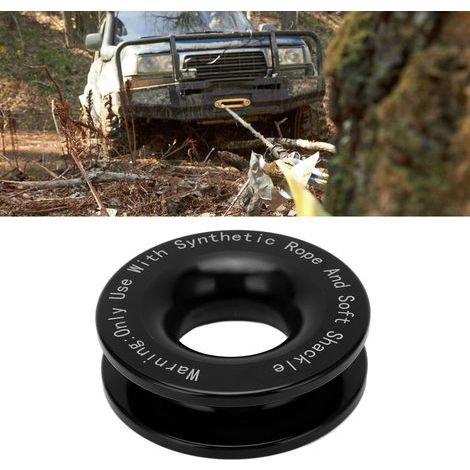 41000lb Winch Recovery Ring for 3/16in, 1/4in, and 3/8in Cables and 7/16in and 1/2in Soft Shackles, Black (1/5)