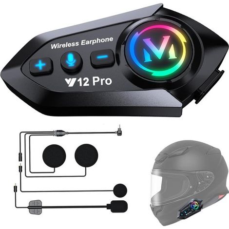 Gegensprechanlage für Motorradhelme Bluetooth 5 4 Headset Kopplung mit Dual-Chip für Multitasking-Kopfhörer 500 m Reichweite Helm 2 kompatibel 5.4 (1/5)