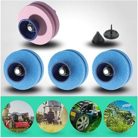 Lntyq Paquet de 4 pierres à aiguiser Double couche pour tondeuse à gazon, affûteur de forets, équilibreur pour perceuse électrique, perceuse à main (1/4)