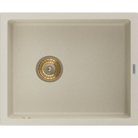 Mexen Pedro 1-Becken-Granit-Spüle 560 x 460 mm, Beige, Siphon Gold - 6508561000-69-G (1/5)