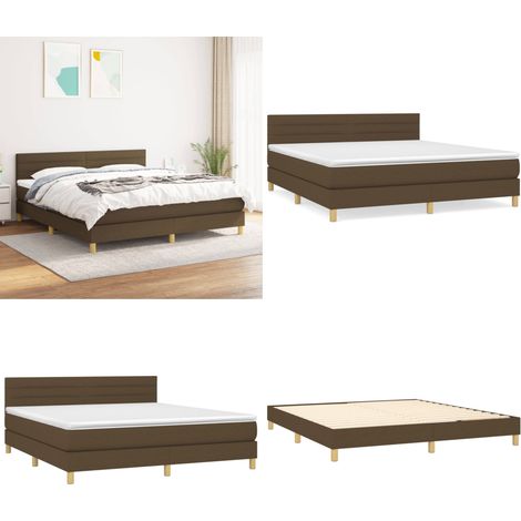 Sommier à lattes de lit avec matelas Marron foncé 160x200 cm - Lit Double - Lit Tapissier - Literie - Matelas À Ressorts Ensachés - Tête De Lit Ajustable - Home & Living (1/5)