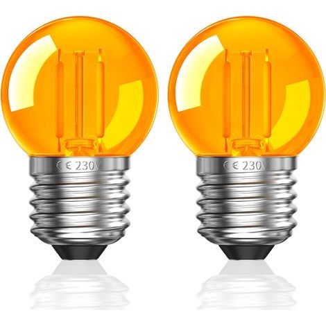 2W Ampoule E27 LED Vintage,G40 Ampoule LED E27 Blanc Chaud 2000K Ambre Ampoule LED Couleur pour Lampes Nuit Sommeil Sain,Équivalent 20W,Non Dimmable,Lot de 2 [Classe énergétique G] (1/5)