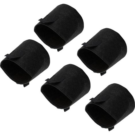 Lot de 5 sacs de culture de 3 gallons (11,4 litres) en tissu non tissé, pour le jardinage, la culture de légumes, pommes de terre, tomates et fleurs. Couleur : noir. (1/5)