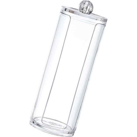1 Caja de almacenamiento de acrílico transparente, organizador de cosméticos para discos de algodón y maquillaje, baño (1/5)