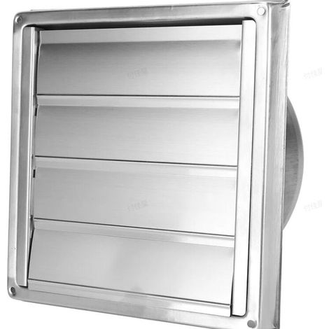 SABIR Sortie d'air Carrée Mobile 150mm Couvercle de Ventilation D'extracteur de Sortie de Hotte Murale Extérieure en Acier Inoxydable avec Persiennes Actives Adapté à la Cuisine (1/5)
