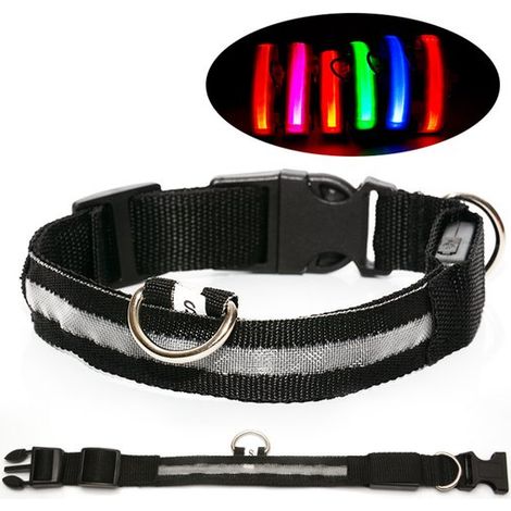 Collar para perros con 3 LED, Collar luminoso totalmente ajustable, Recargable por USB, C para paseos nocturnos y mayor seguridad, Negro (1/4)