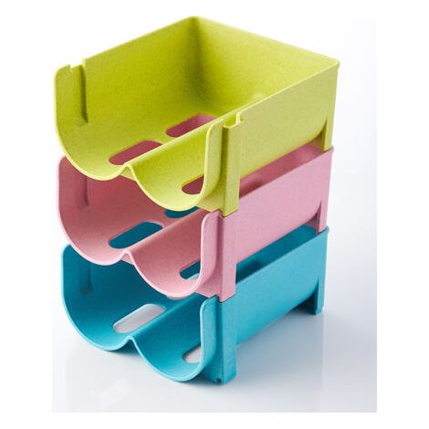 Porte-bouteilles de réfrigérateur de 3 pièces, bouteilles en plastique empilables de porte-bouteilles