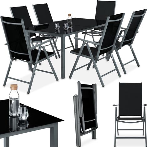 Ensemble salon de jardin aluminium polyester 6 pers. gris anthracite (1/9)
