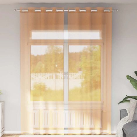 Voile Vorhänge mit Ösen 2 Stk. Orange 140x300 cm