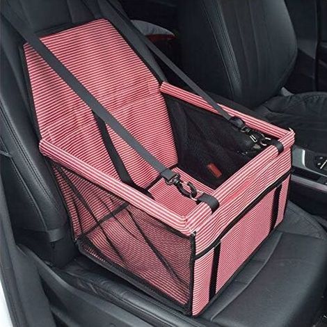 Asiento de coche para perros o gatos, bolsa transportadora para mascotas, funda impermeable para asiento elevador de tela Oxford con cinturón de seguridad de viaje para animales pequeños (negro+blanco (1/3)