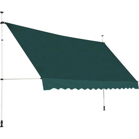 Store rétractable manuel 400 cm, hauteur réglable 200-300 cm, en aluminium et tissu Oxford anti-UV - vert (1/5)