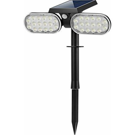 Projecteur Solaire Jardin - Double Tête 32 LED - IP65 Étanche - Induction Mouvement - Batterie 2200 mAh - Pour Extérieur Cour Patio Allée (1/5)