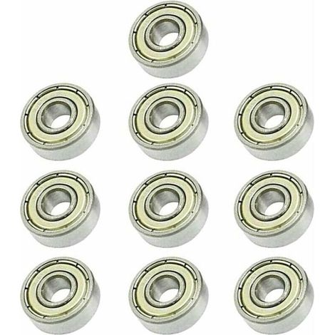 LaBlanc - 10 rodamientos de bolas de ranura profunda 606ZZ de 6 x 17 x 6 mm, miniatura con doble blindaje metálico, aptos para rodamientos de patineta, plateados
