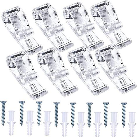 Ensemble d'accessoires pour rideaux comprenant 8 crochets de positionnement pour tirette, 8 vis, 8 chevilles d'expansion et un crochet de positionnement pour cordon à un trou. (1/5)