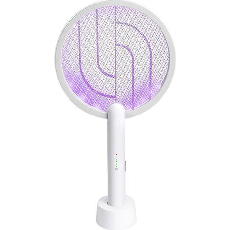 Raquette électrique 2 en 1 rechargeable 1200 mAh, autonomie de 8 h, lampe violette, raquette électrique puissante pour usage domestique (1/5)