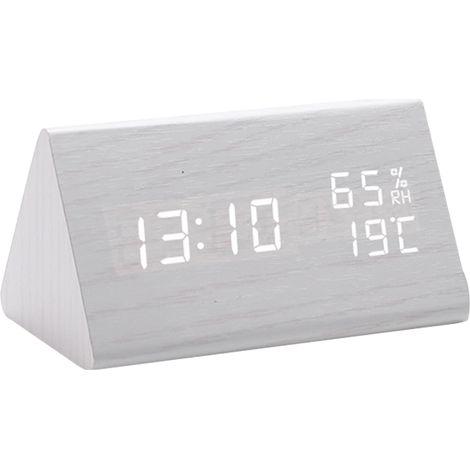 Horloge en bois - Bois noir, lumière blanche - Triangle (1/5)