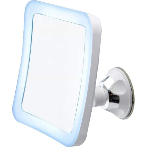 Miroir cosmétique avec ventouse et grossissement x5, éclairage LED, batterie, miroir de maquillage pivotant pour salle de bain, miroir de maquillage, montage mural, support, blanc (1/5)