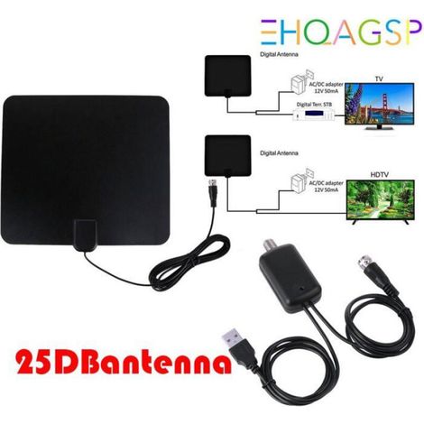 Antenne TV intrieure puissante Pictek HD TNT porte de 56 km ultra plate et fine couleurs multiples (1/4)