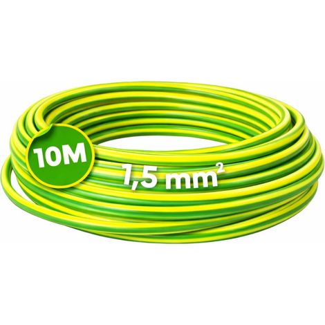 WEBMATEL Cable Eléctrico Flexible 1,5 mm² 10 m H07Z1-K Unipolar Libre Halógenos Amarillo-Verde (1/5)
