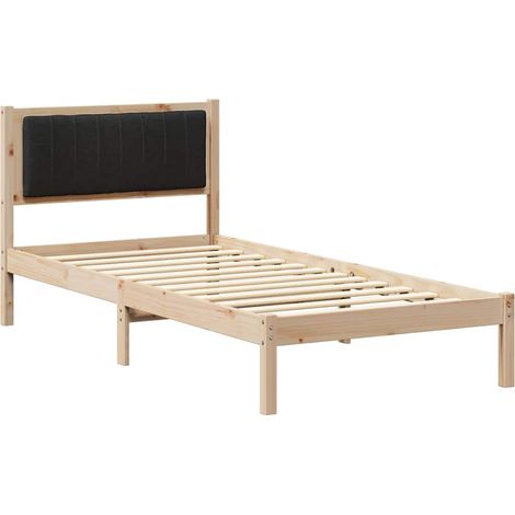 Estructura de Cama con Cabecera Tapizada Negro 90 x 190 cm vidaXL
