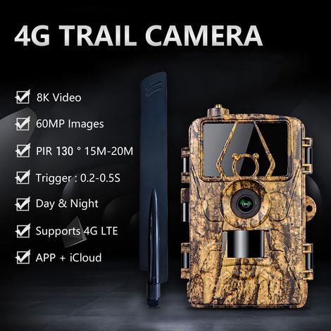 Caméra de surveillance de la faune, vidéo 8K, Image 60MP, résistante à l'eau, pour le Camping en plein air (1/5)