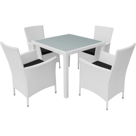 Set de comedor de jardín 5 piezas ratán sintético blanco crema vidaXL