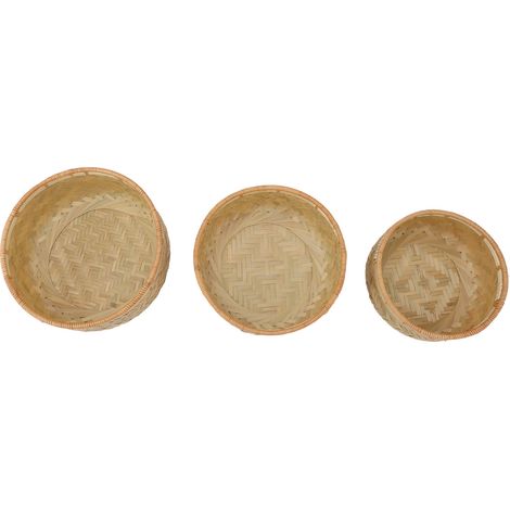 Lot de 3 bols de rangement tressés grande capacité, élégants bols de service décoratifs en osier clair pour la maison (1/5)