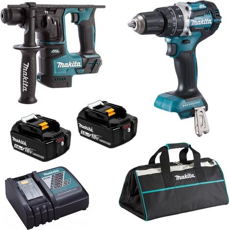 Makita DLX2278TX1 18v Brushless Combi & SDS+ LXT Tool Kit Cordless DHP484 DHR171 (1/5)