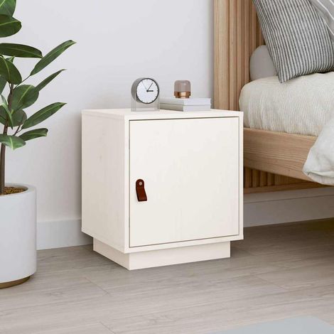 Table de chevet-Table de nuit Blanc 40x34x45 cm Bois de pin massif 936357 (1/5)