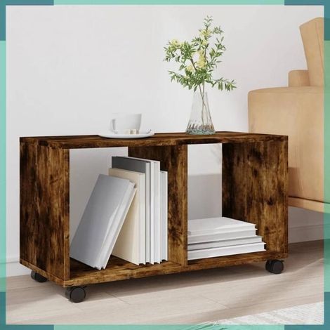 853141 Armoire roulante chêne fumé 72x33x42,5 cm bois d'ingénierie (1/5)