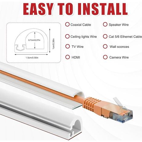 Semi-Circular Duct Cable Cover Can Contain Two Wires Suitable For Passing Cables In Walls, Floors And Ceilings (1/4)