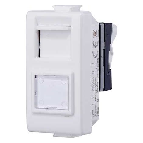 Prise RJ45 catégorie 6 UTP compatible Bticino Matix couleur blanc