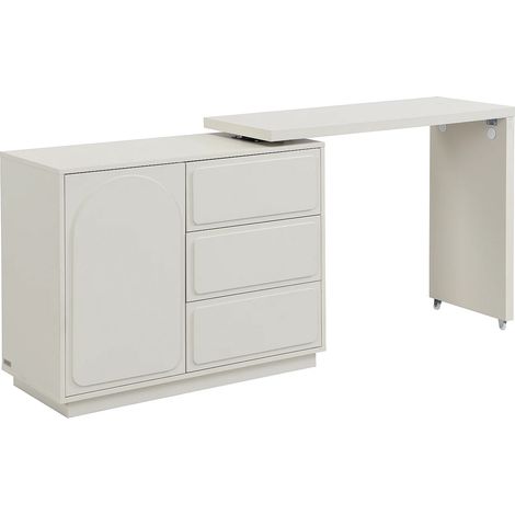 Toeletta con angolo girevole 3 cassetti e 1 anta MDF Beige VELANTO (1/5)