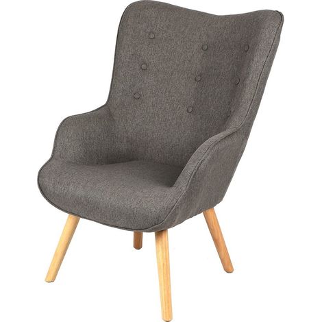 Dunkelgrauer Stoffsessel mit Holzbeinen aus der Kollektion ENJOY. Skandinavischer Stil.