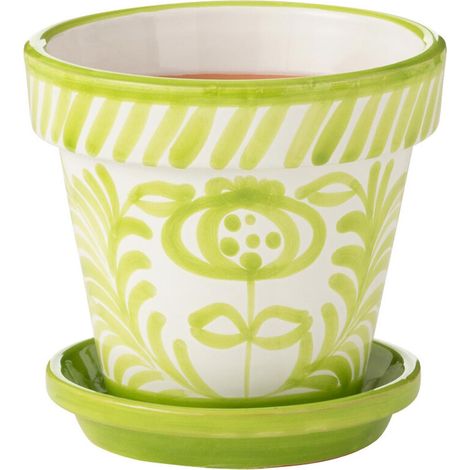 Pot Avec Soucoupe en Céramique "Granada" 21cm Vert (1/3)